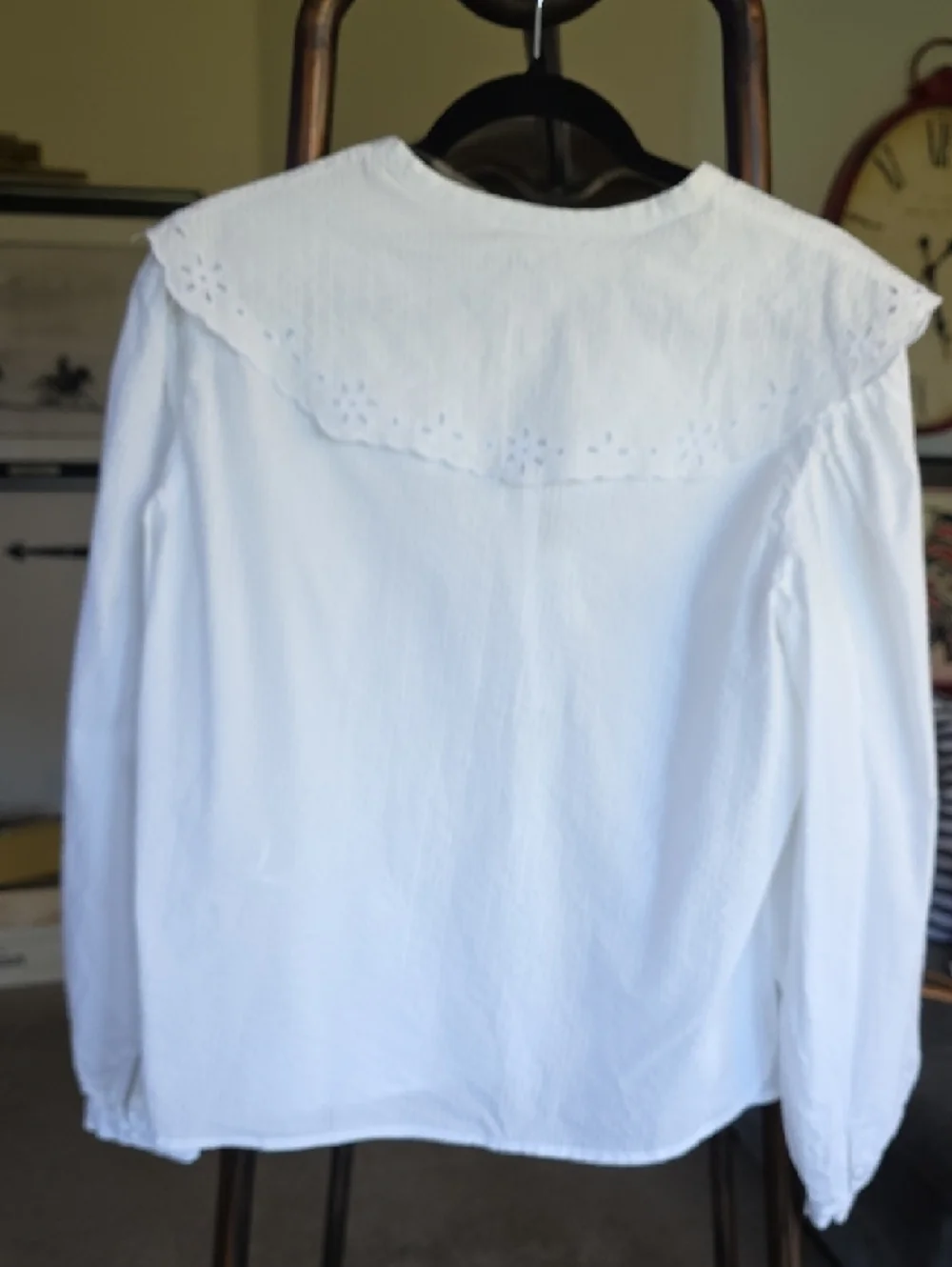 a new day White Eyelet Collar Button-Front Blouse Large - Picture 3 of 9